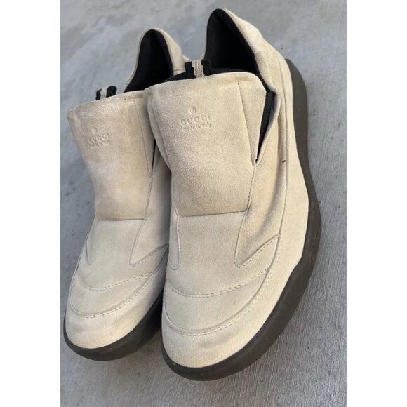 Gucci Beige Brown Suede Horsebit Slip Ons Men's Sz 8 US Shoes Made in Italy - Picture 5 of 15
